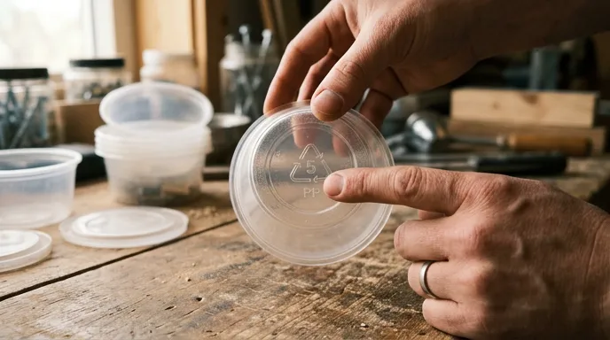 Поиск маркировки recycle на дне пластикового изделия